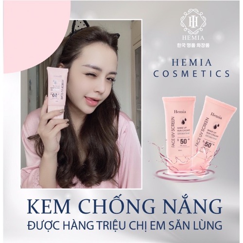 Kem Chống Nắng Hemia 50ml Chính Hãng | Dưỡng Trắng Make Up Bảo Vệ Da Chống Lão Hoá