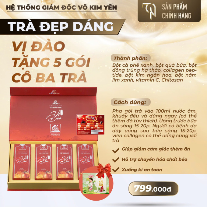 Trà Giảm Cân Vị Đào 20 Gói | Hỗ Trợ Giảm Béo An Toàn | Hàng Chuẩn Chính Hãng