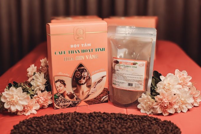 Ủ Trắng Cafe Than Hoạt Tính Hoa Sen Vàng 300g | Ủ Trắng Da Toàn Thân Hiệu Quả