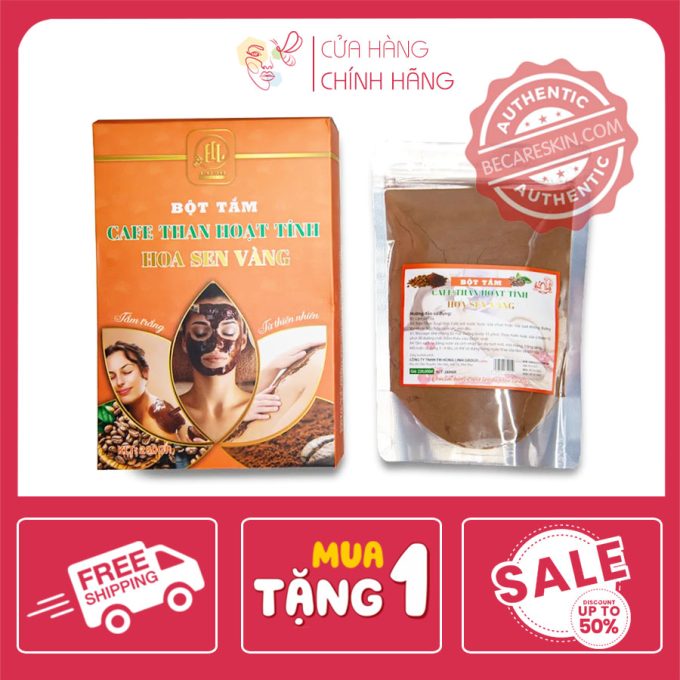 Ủ Trắng Cafe Than Hoạt Tính Hoa Sen Vàng 300g | Ủ Trắng Da Toàn Thân Hiệu Quả