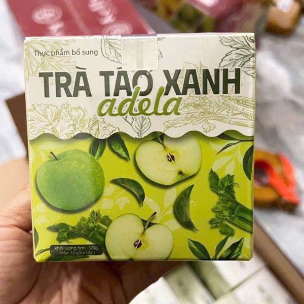 Trà Táo Xanh Thảo Mộc Adela | Tặng Kèm Đường Vitamin Ăn Kiêng | Hộp 12 Gói Chính Hãng