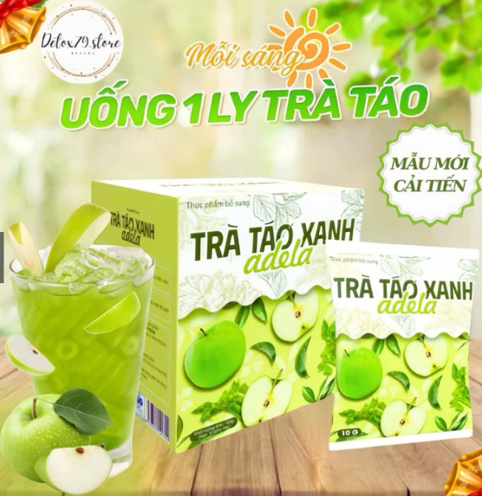 Trà Táo Xanh Thảo Mộc Adela | Tặng Kèm Đường Vitamin Ăn Kiêng | Hộp 12 Gói Chính Hãng