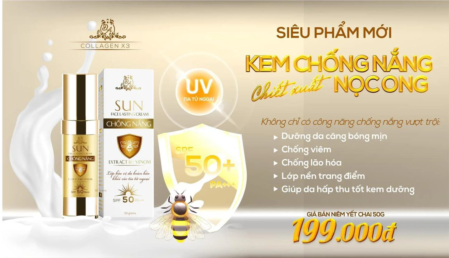 Kem Chống Nắng Nọc Ong Collagen X3 Đông Anh