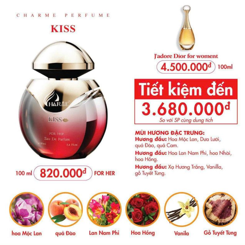 Nước Hoa Nữ Charme Kiss 100ml | Giá Tốt Nhất