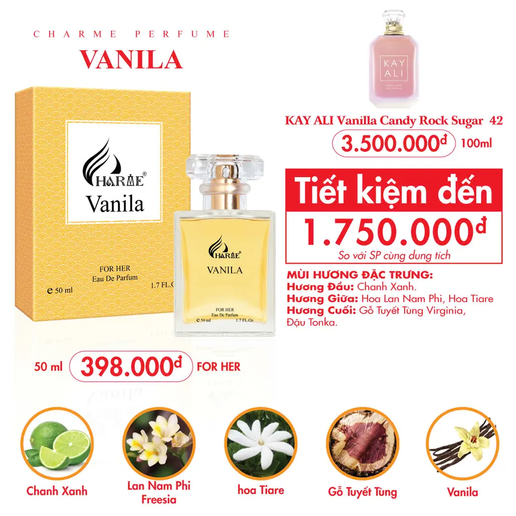 Nước Hoa Nữ Charme Vanila 50ml – EDP | Hàng Chính Hãng