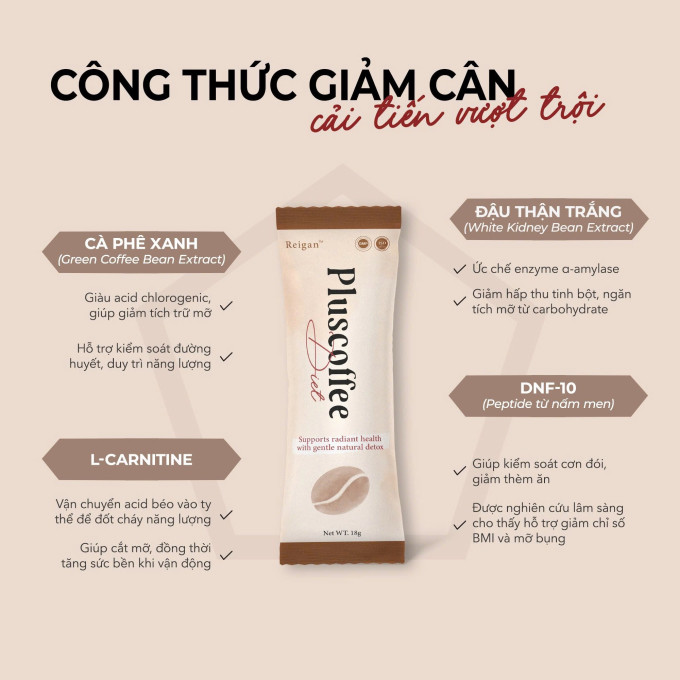 Cà Phê Pluscoffee Diet Giảm Cân Chính Hãng – Hộp 15 Gói