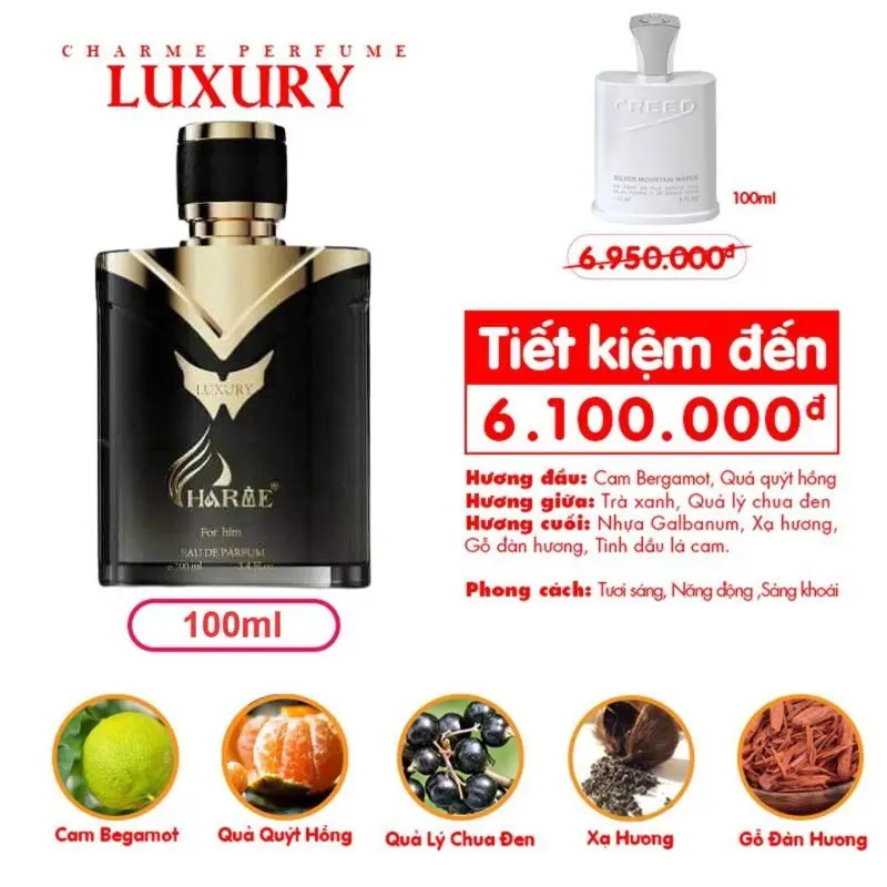 Nước Hoa Charme Luxury 100ml Mẫu Mới | Hàng Chính Hãng