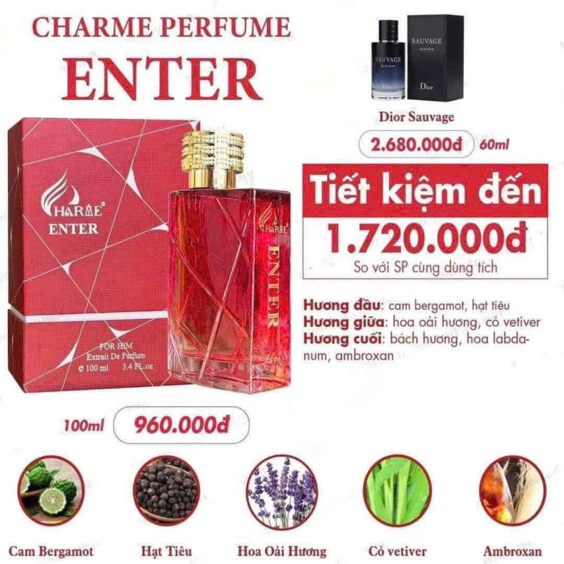Nước Hoa Charme Enter 100ml | Hàng Chính Hãng