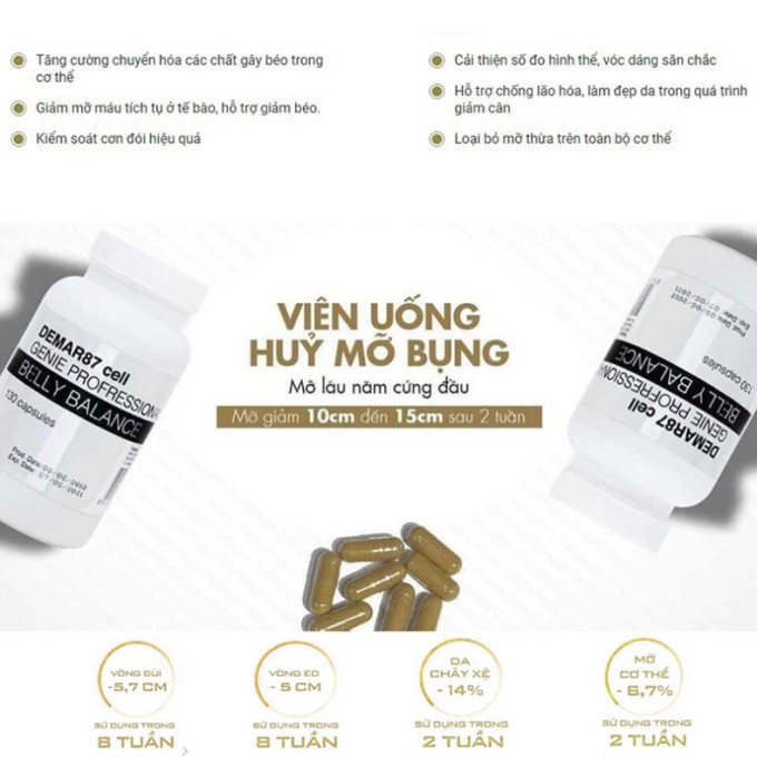 Giảm Mỡ Bụng Demar 87 Cell Genie Belly Balance 130 Viên | Hàng Chính Hãng